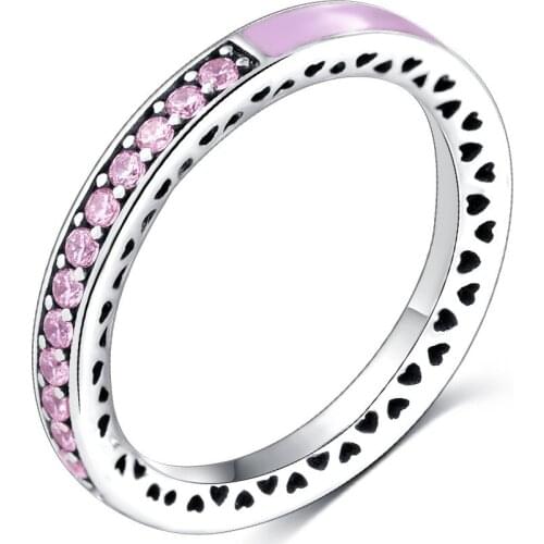 Sale Fashion jewelry jewelry Pave Setting charm Ring Hollow Epoxy CZ Double Heart 925 silver Retro woman Ring Ring