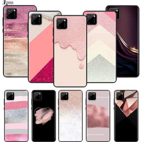 Rose Gold Pink Glitter For OPPO Realme C2 C3 C11 C12 C15 C17 X2 X3 X7 XT X50 Q2 Q2i V3 V5 V15 Pro Phone Case