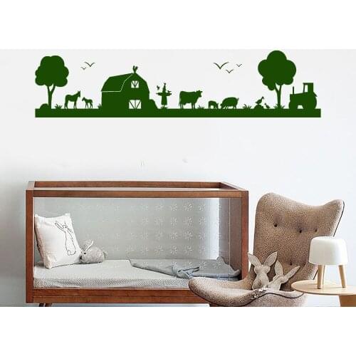 Rural Landscape Vinyl Wall Decal New Arrivals Decals Village Livestock Tractor Stickers Kids Room Nursery Art Wall Sticker LA910