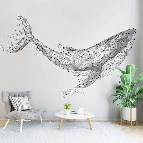 [SHIJUEHEZI] Whale Wall Stickers DIY Fish Animal Wall Decals for Kids Bedroom Living Room Children Nursery Home Decoration