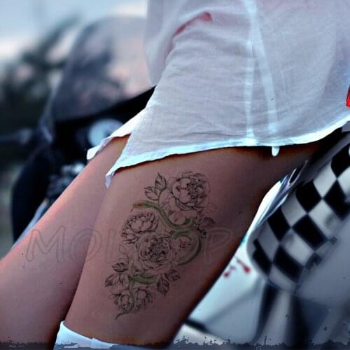 Tattoo sticker green snake red eyes flower hanna New Waterproof Temporary animal rose element flash tatto for Girl Women Men