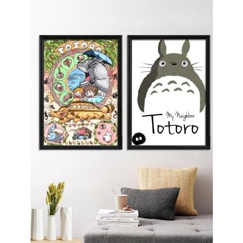 Totoro Cartoon Movie Film Tonari no Totoro Anime Poster Room Decor Home Prints Art Silk Wall Stiker Gift