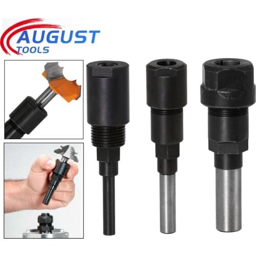 1/4" 8mm 1/2" Shank Router Bit Extension Rod Collet Engraving Machine Extension Milling Cutter For Woodworking Tools Parts