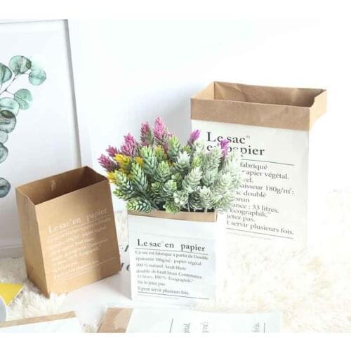 Nordic Style Kraft Paper Vase Double-Layer Thickened Plant Flower Potted Vase Storage Paper Bag Home Wedding Party Decoration