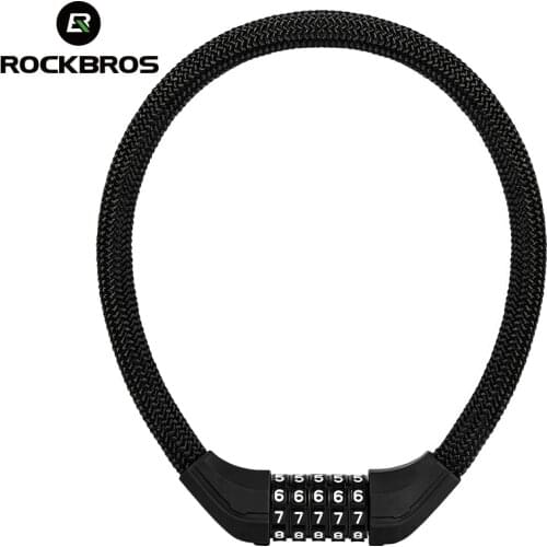 ROCKBROS Password Bike Lock Zinc Alloy Thicken Cylinder Elasticity ABS Lock Anti-theft Soft Ultra-light Knit Bike Accessories