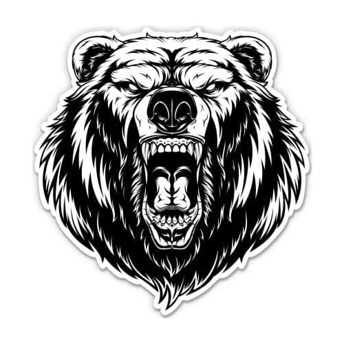 Express Grizzly Bear Angry - 5" Vinyl Sticker - for Car Laptop I-Pad - Waterproof Decal