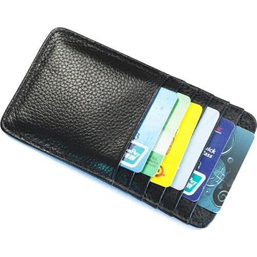 Plus Length Genuine Leather Antique Flat Khaki Card Holder credit Round Corner Vintage cowhide Leather card case