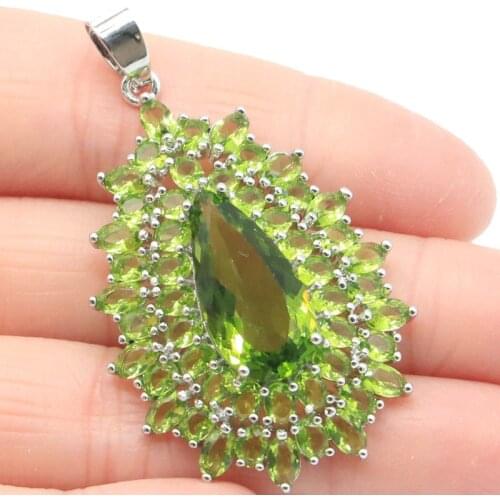 49x33mm Highly Recommend 10.5g Big Flowers Created Green Peridot Rhodolite Garnet For Women Wedding Silver Pendant Eye Catching