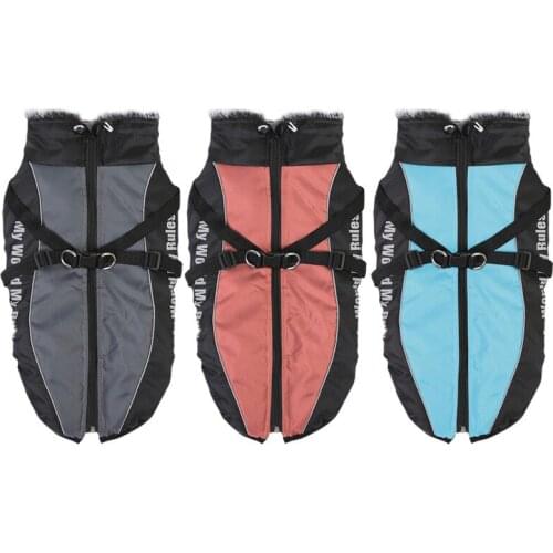 Winter Dog Warm Clothes Large Waterproof Pet Dog Jacket With Harness For Labrador Big Dog Coat Chihuahua French Bulldog