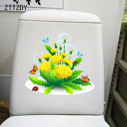 ZTTZDY 24.4CM×22.4CM Lovely Fresh Dandelion Kids Room Decor Wall Stickers Creative WC Toilet Decals T2-0942
