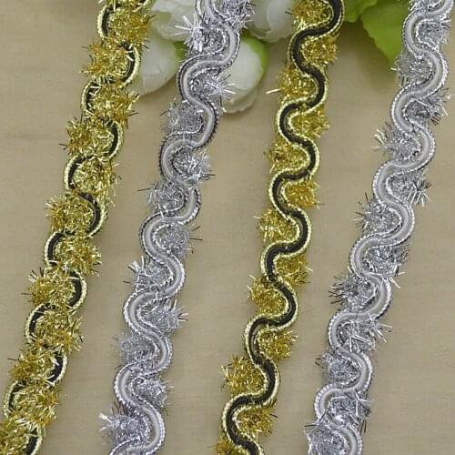 20Meter S Shaped Curve Lace DIY Sewing Fabric Gold Silver Centipede Braided Lace Trim Ribbon Wedding Decoration Apparel Material