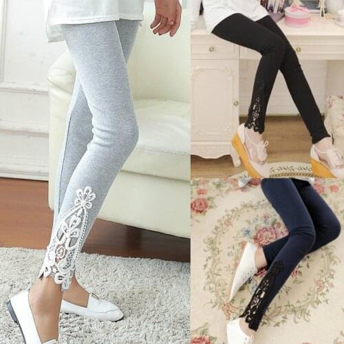 2021 Fashion Casual Long Pants Womens Lace Crochet High Waist Skinny Leggings Trousers Ladies Fitness Sports Pants Home Wear