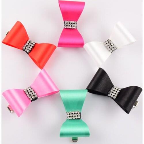 24pcs/lot 6 Colors Stain Bows For Students Hair Beauty 6.5cm Bowknots WITH ClLIP For Girls Hair Boutique Safe Pin Headwear FC37
