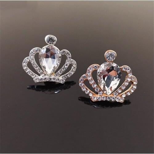 50pcs Stones Crystal Rhinestone Applique Crown Flatback Accessories Buckle Button Hairpin Headwear Decoration Embellishment