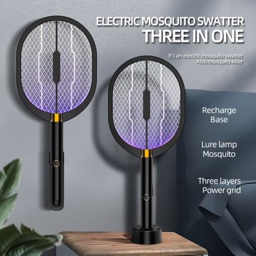 3 In 1 Electric Mosquito Swatter Killer USB Photocatalyst Rechargeable Mosquito Insect Racket Trap Household Electric Fly Bug Za