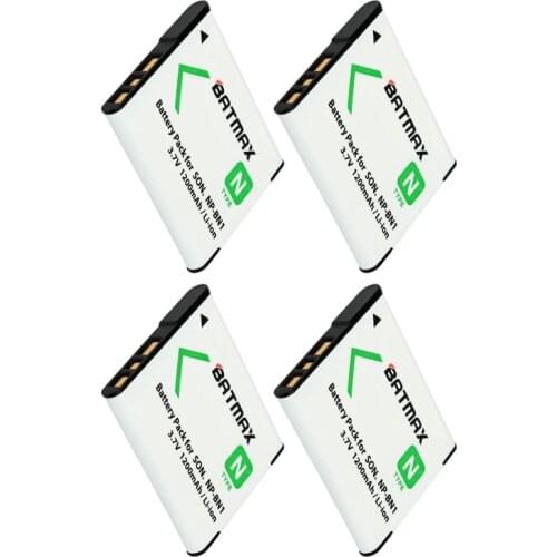4-Pack NP-BN1 NP BN1 NPBN1 Batteries for Sony Cyber-Shot DSC S750 DSC S780 W630 TX5 W310 T99 T110 TX55 TX10 TX9 WX30 T99