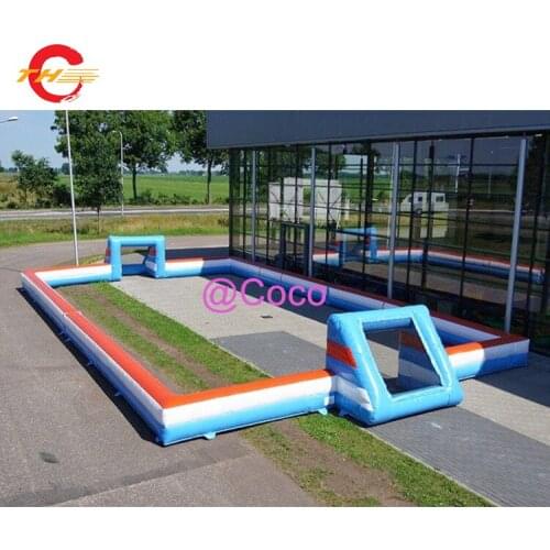 Free air shipping to door,15x8x2.5m outdoor inflatable football field, durable oxford soccer pitch playground