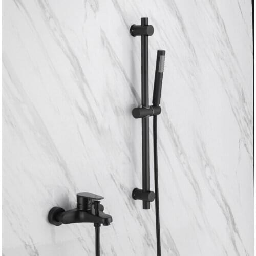 Black Shower Mixing Faucet Wall Mounted bathroom Faucet Single Handle Bathroom Mixer Tap & Shower Head Sets &Shower Slide Bar-K