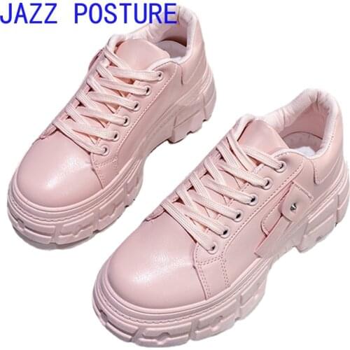 Designer casual sports shoes womens shoes pu leather thick vulcanized soles sports shoes ladies platform shoes w254