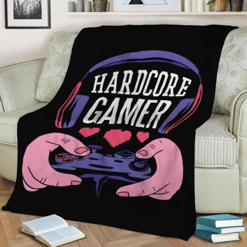 Hardcore Gamer Premium Flannel Throw Blanket For Game Player Classic Cartoon Blankets for Home Sofa Office Nap