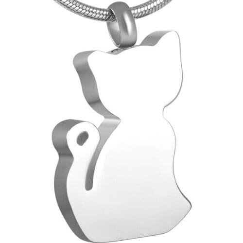 IJD8181 Lovely Cat Cremation Necklace for Ashes Pendant Stainless Steel Keepsake Memorial Urn Jewelry for Men Women