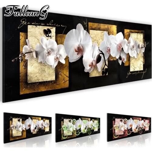 FULLCANG 5d diy diamond painting sale three colors orchid flowers large embroidery set full square/round drill wall decor FC1145