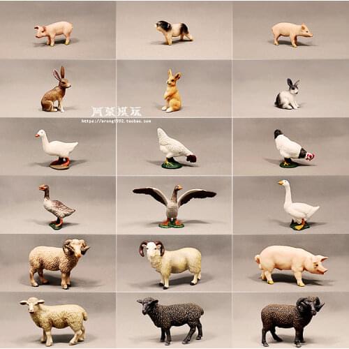 Simulation Farm Livestock Animal Miniature Model Chickens Duck Goose Boar Sow Rabbit Sheep Ornaments Action Figure Figurine Toys