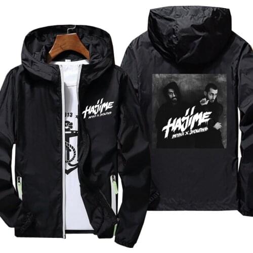 Hot Hajime Miyagi Andy print Hooded Men Streetwear Jacket Windproof Thin Reflective Sunscreen Windbreaker Skin Outdoor Coats