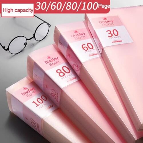 Pink A4 A3 Folder Information Book Insert File Folder Transparent Album Student Office Supplies Folder Contract Storage Bag