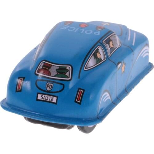 Retro Police Car Clockwork Metal Tin Toy Collectible Gift - Wind Up To Rush