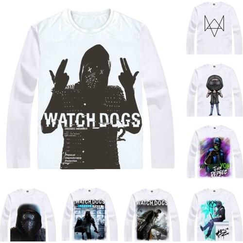Coolprint Anime Shirt Watch Dogs T-Shirts Multi-style Long Sleeve Action Adventure Game Aiden Pearce Cosplay Motivs Shirts