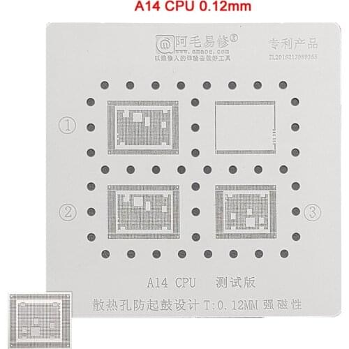 AMAOE For Iphone 12 Pro Max Mini IPad Air 2020 A14 CPU Re-Soldering Repair Steel Net BGA Reballing Stencil 0.12mm Multi-Purpose