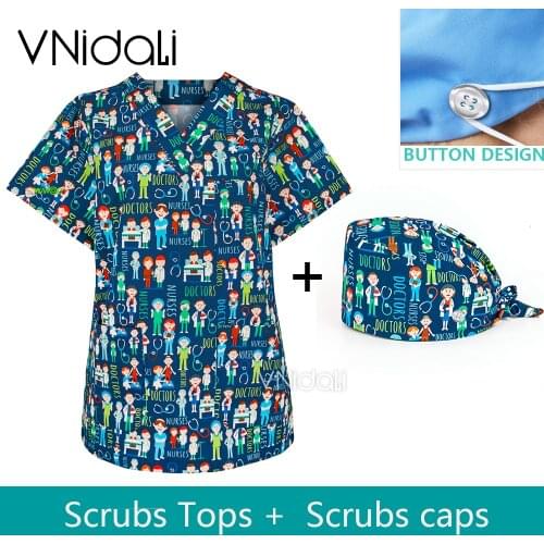 Doctors Scrub Tops for Women, 3 Pocket V-Neck Medical Scrubs for Women 100% cotton Hospital gown Womens Workwear Scrubs Shirt
