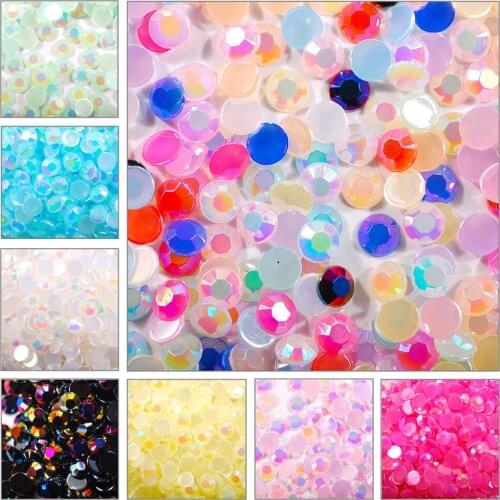1.5, 2, 3, 4, 5, 6, 7, 8mm Resin Jelly AB Color Flatback Rhinestone Glue On Rhinestones For Clothes Wedding Jewelry