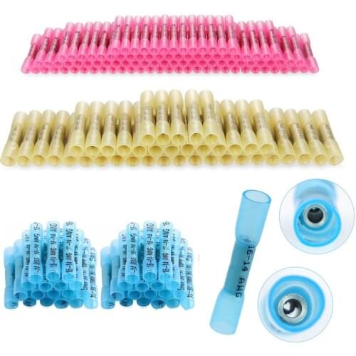 120PCS Waterproof Heat Shrink Butt Connectors Insulated Crimping Terminals Electrical Splice Wire Cable Crimp Connector Kit
