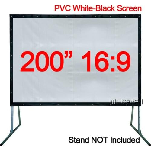 200 inches 16:9 Professional PVC Soft White-Black Projection Screen fabric Fast Fold for Outdoor Movies with Eyelets