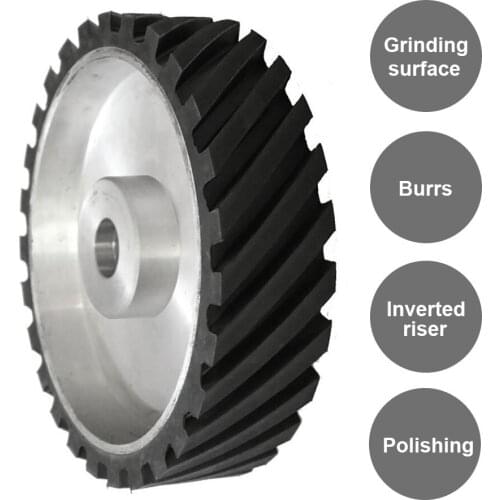 200mm 8 inch Serrated Rubber Contact Wheels Metals Polishing Grinding Rotating tools Balanced Abrasive Sanding Belt 50mm Thicks