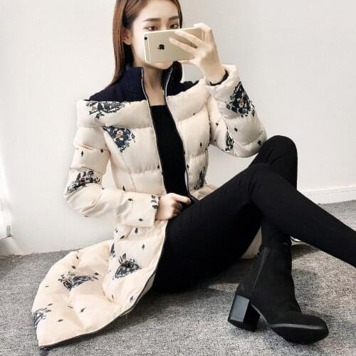 2020 Parka Winter Jacket Women Fashion Padded Jacket Long Coat Parkas Thick Print Fluffy Jackets Camperas Mujer KJ625