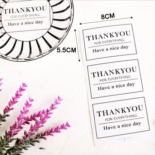 300pcs/lot Square English letters THANK YOU stationery hand account notes DIY biscuit box sealing stickers