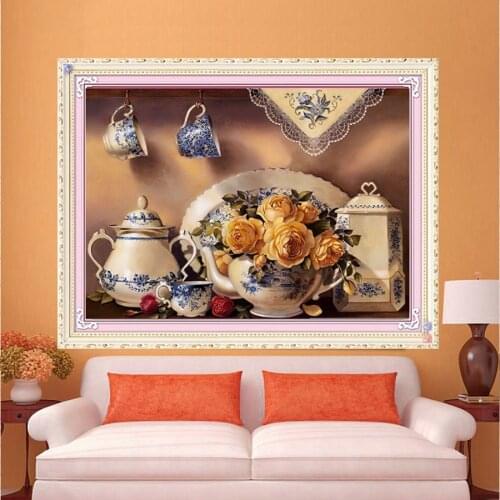 3D DIY Kitchen Cutlery Beautiful Flowers Cross Stitch Kits Diamond Painting Needlework Rhinestone Embroidery Handmade