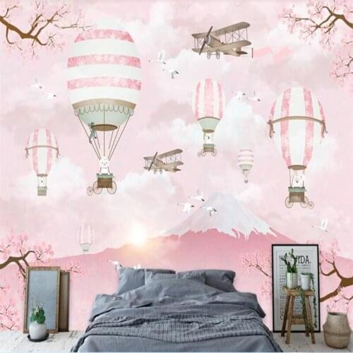 Beibehang Custom 3D Wallpaper Modern Minimalist Cartoon Hot Air Balloon Wallpaper Decoration Children Room Background Wallpaper