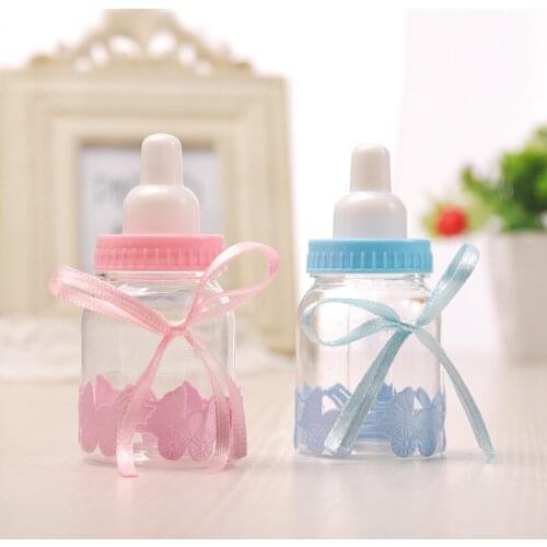 48pcs/lot Baby Bottle Candy Box Party Supplies Baby Feeding Bottle Wedding Favors and Gifts Box Baby Shower Baptism Decoration