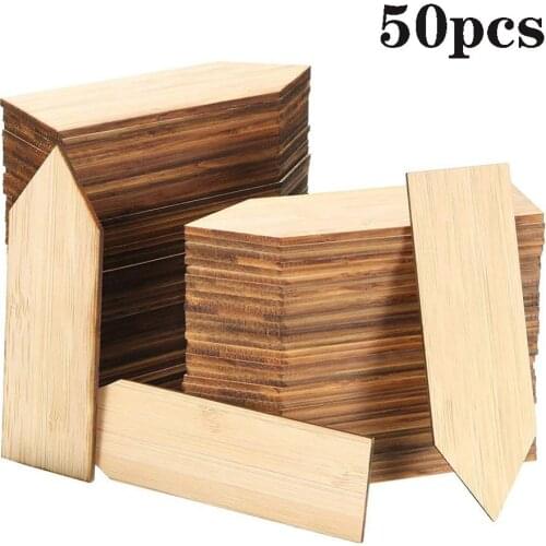 50Pcs Bamboo Plant Labels , Eco-Friendly T-Type Wooden Plant Sign Tags Garden Markers for Seed Potted Herbs Flowers Vegetables
