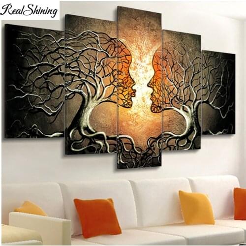 Full drill Abstract Kiss Tree Diamond Painting 5 Pieces Diamond embroidery 5d diy diamond mosaic paint diamond painting F919