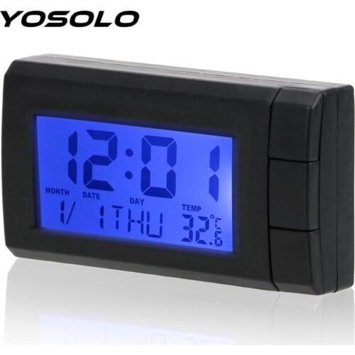 YOSOLO Auto Watch Thermometer Temperature Display Electronic Clock Car Ornaments Car LCD Digital Display Clock Self-Adhesive