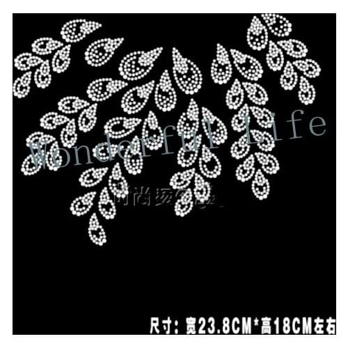Free shipping very nice for ladys tshirt neckline image hot fix rhinestones Iron on heat transfer design for clothing