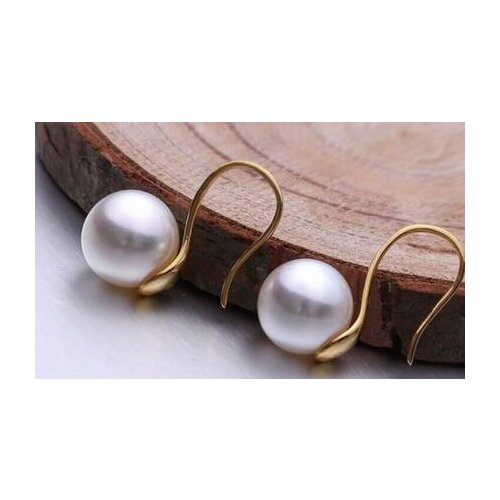 Free shipping luxury Noble jewelry gorgeous AAA++ 10-11mm south sea round white pearl earring