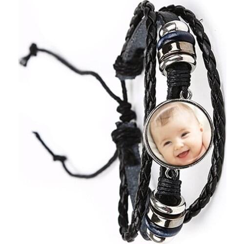 Personalized Custom Bracelet Photo Mum Dad Baby Children Grandpa Parents Designed LOGO Photo Bangle For Family Anniversary Gift