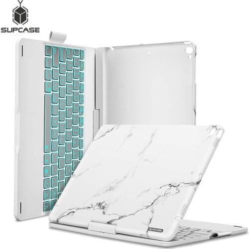 For iPad 9.7 Case (2018/2017),For iPad Pro 9.7 Case 360 Rotate Wireless BT 7 Color LED Backlight Auto Wake/Sleep Keyboard Cover