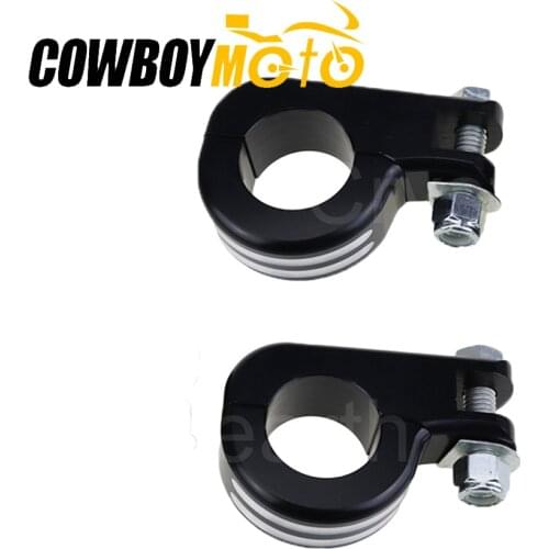 Black Motorcycle Foot Rests Moto Foot Peg P-Clamp Mounting Kits For Harley Engine Guards 1-1/4" 32mm Highway Bar Honda Yamaha